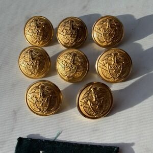 VTG Ralph Lauren Gold Crest Blazer Buttons Set of 8 Gold Military Preppy